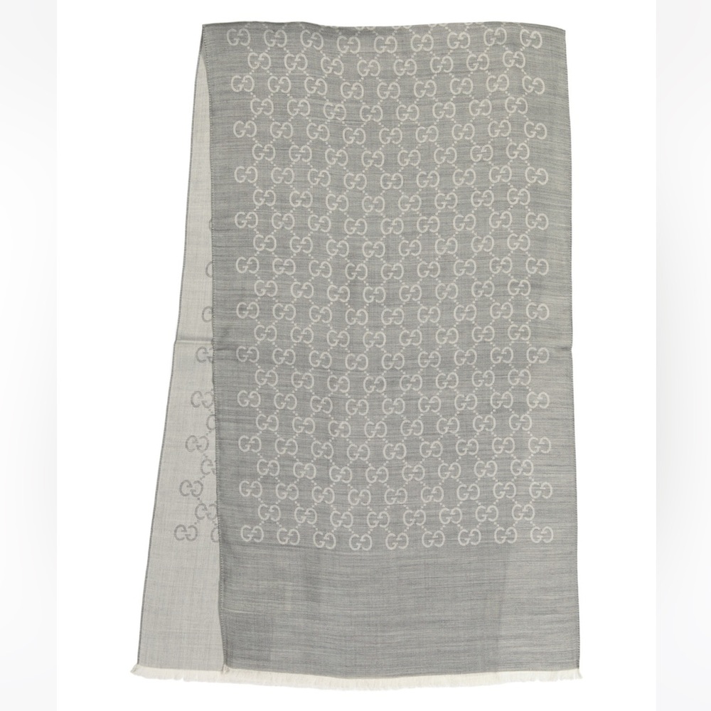 NWT Gucci Giant GG Monogram Scarf in Lead